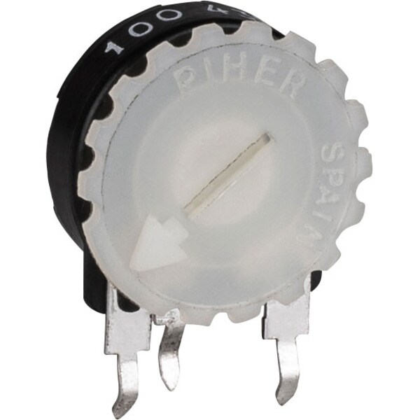 Main product image for Piher 100 Ohm Trimmer Potentiometer 1/4W 5/8" Vertical Mount029-101